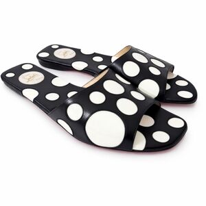 Christian Louboutin Polka Dot Leather Slide Sandals Black/White 36.5